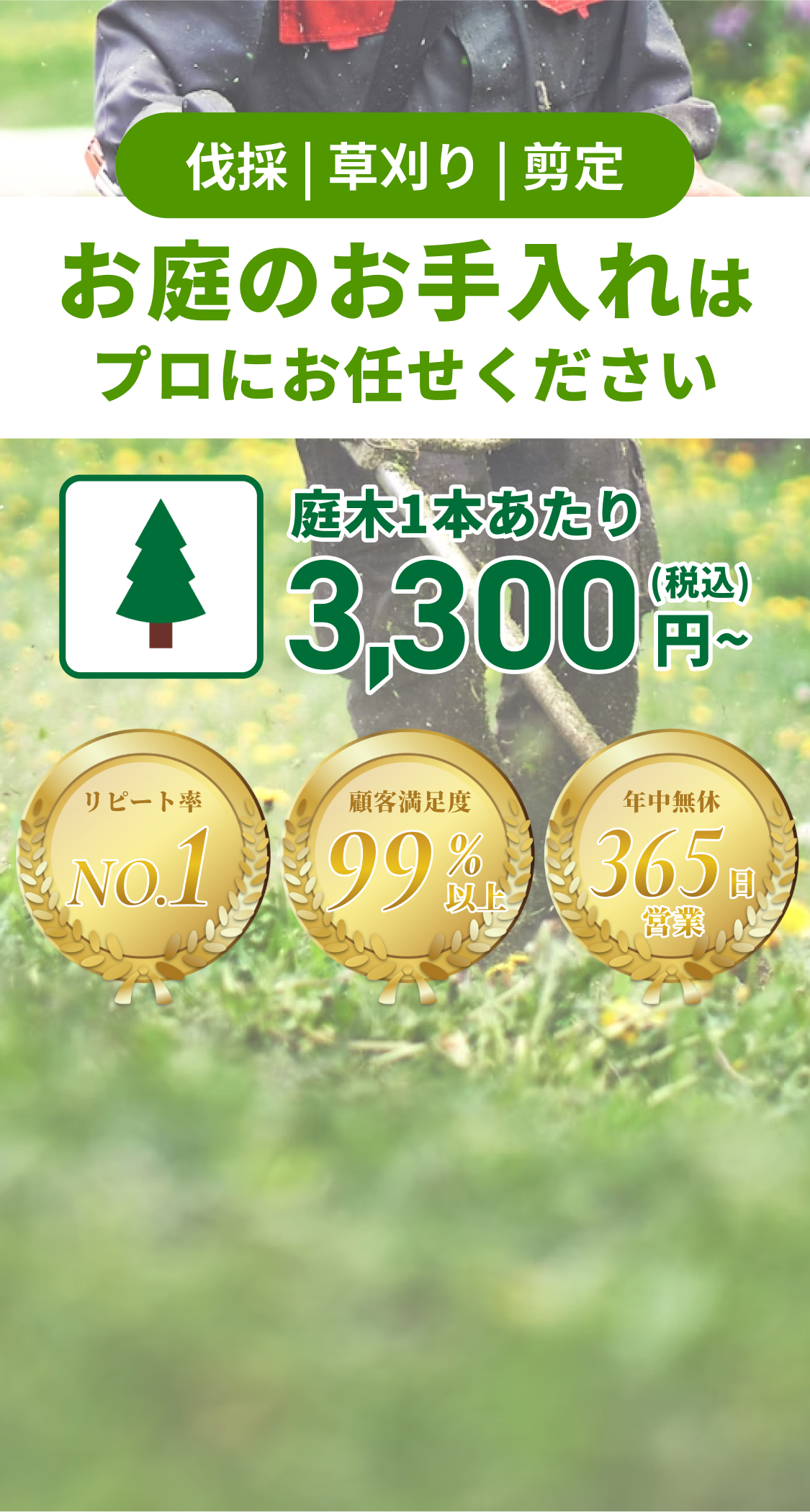お庭のお手入れはプロにお任せください